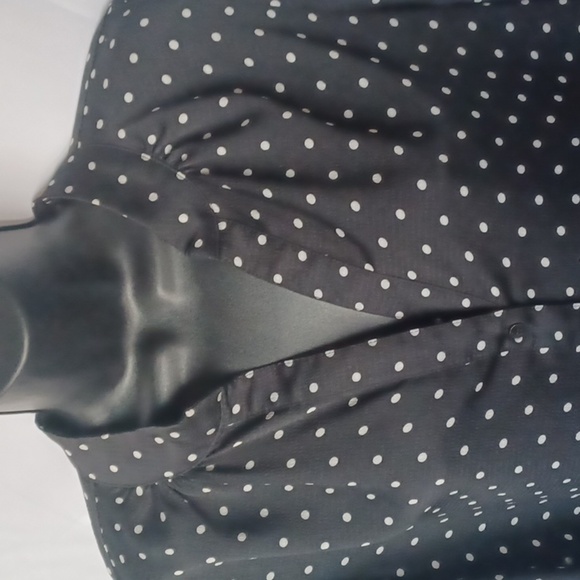 H&M Black Polka Dot Collared Long Sleeve Button Down Shirt Dress Size 12 - Picture 2 of 7